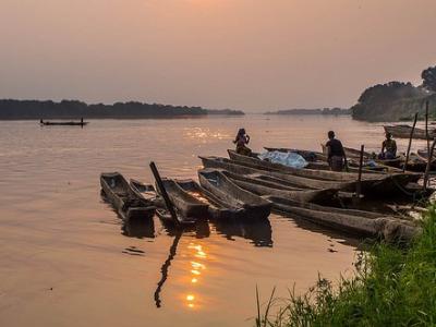 Congo River at sunset