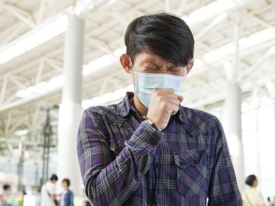 coughing with mask