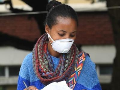 Social worker helping with COVID-19 relief efforts