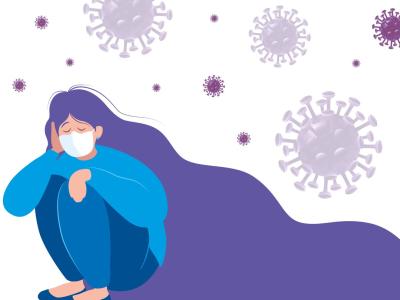 Fatigued woman wearing mask