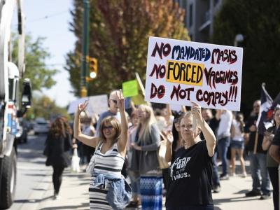 COVID vaccine and mask protest