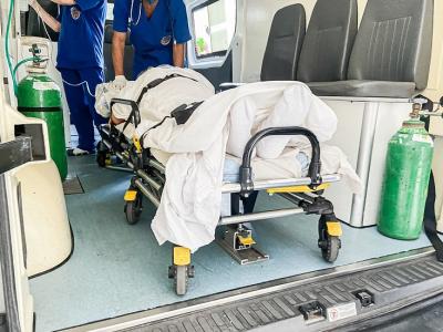 COVID-19 patient on ambulance in Brazil