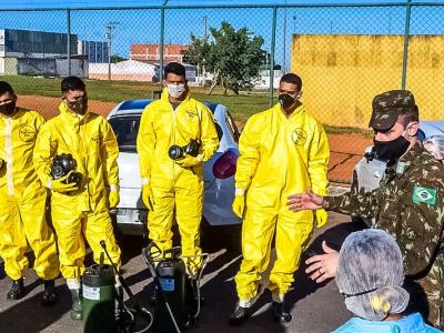 COVID-19 sanitizing team in Brazil