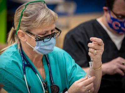 COVID-19 mass vaccine clinic in Iowa
