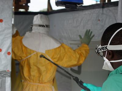 Decontamination at Ebola treatment unit
