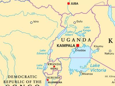 Map of DR Congo and Uganda