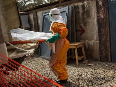 Ebola body on stretcher