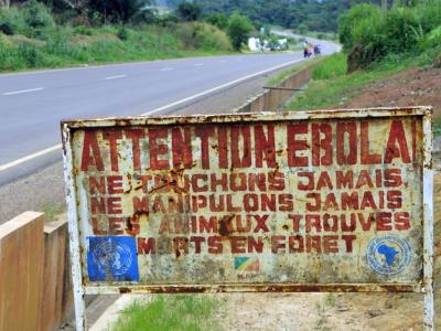 Ebola warning sign in DR Congo