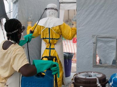 Decontamination at Ebola treatment unit