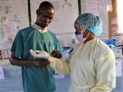 Ebola glove donning