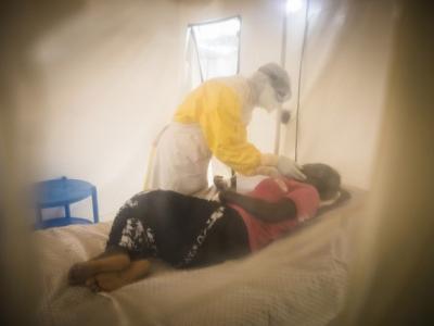 Ebola health worker and patient