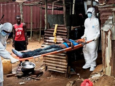 Ebola patient on stretcher