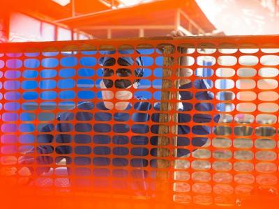 Ebola treatment center orange fence
