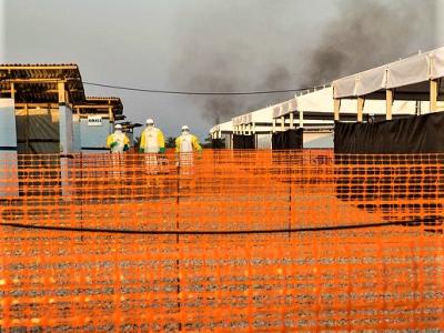 Ebola treatment center with smoke