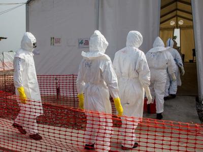 Healthcare workers at Ebola treatment unit