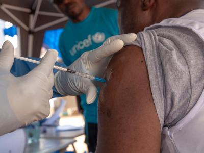 Ebola vaccine injected into arm