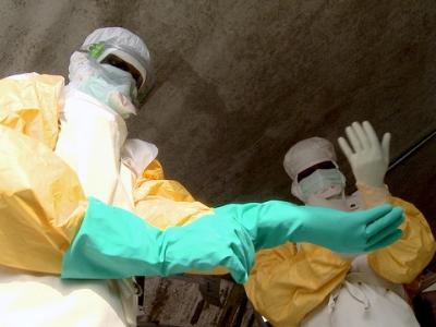 Ebola workers in Conakry