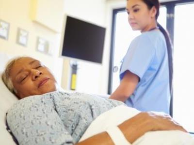 Elderly woman in hospital