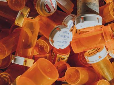Pile of empty pill bottles