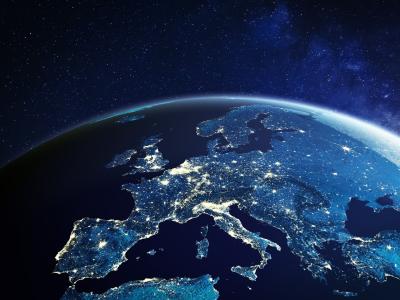 Europe at night from space