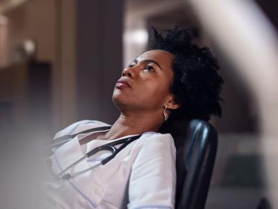 Exhausted doctor
