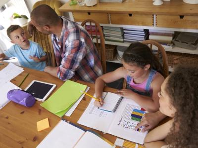 Family doing homework