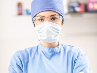 Female doctor with mask eyewear