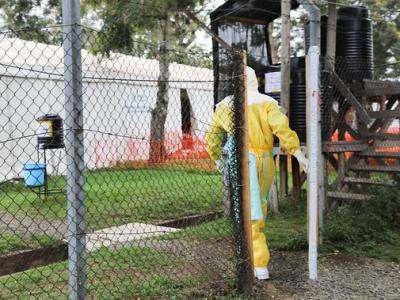 Fenced Ebola treatment unit in DR Congo