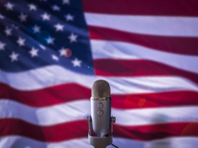 Flag and microphone