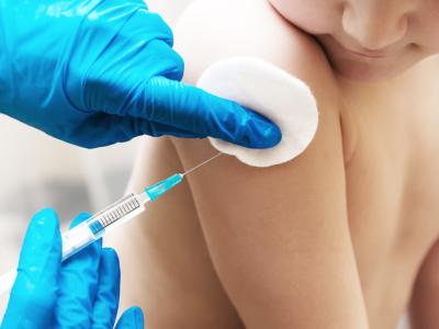 Boy getting flu shot