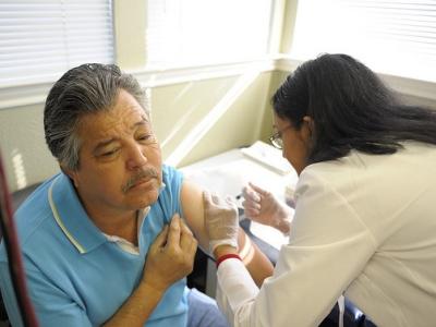 Flu shot in older man