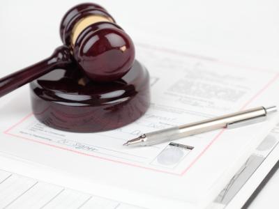 Gavel with court order