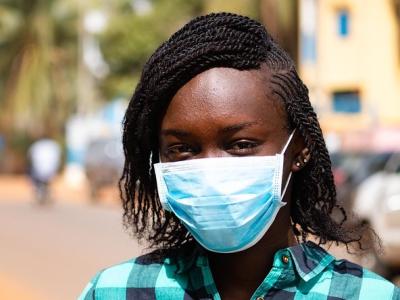 Girl wearing mask in Mali