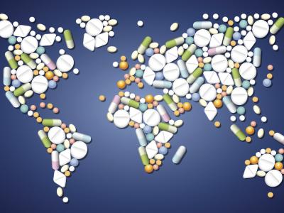 Global map made of pills