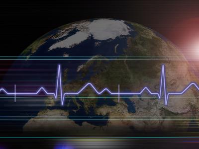 Globe with ECG strip
