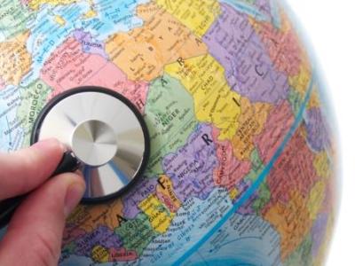 Globe with stethoscope