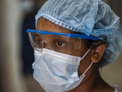 Masked healthcare worker in Bangladesh