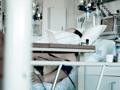 Hospital patient in bed