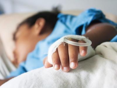 Hospitalized child with IV