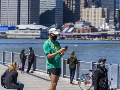 Jogger by East River, New York City