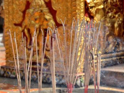 Incense sticks at Chinese graveside