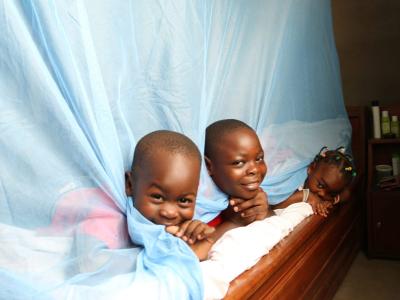 Kids with bed net