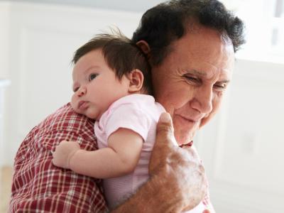 Latino grandfather and baby