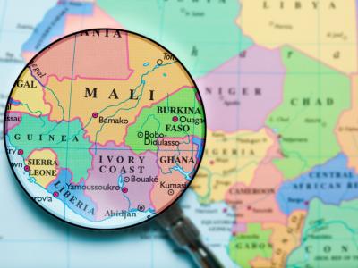 Map of Mali and surrounding nations