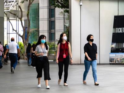 People wearing masks during COVID-19 in Singapore