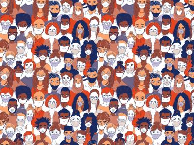 Masked crowd illustration