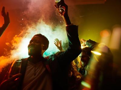 Men dancing at a party