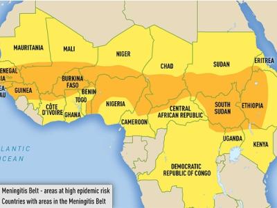 Map of meningitis belt in Africa