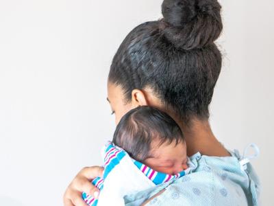 Mom holding baby