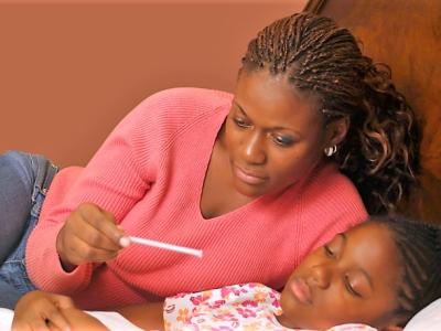 Mom and sick girl
